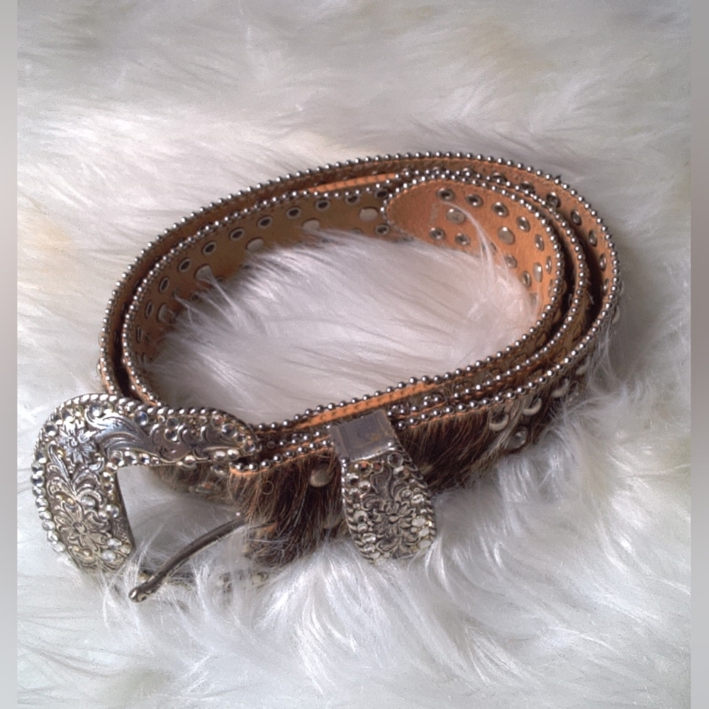 Nocona Brown Cow Fur Belt